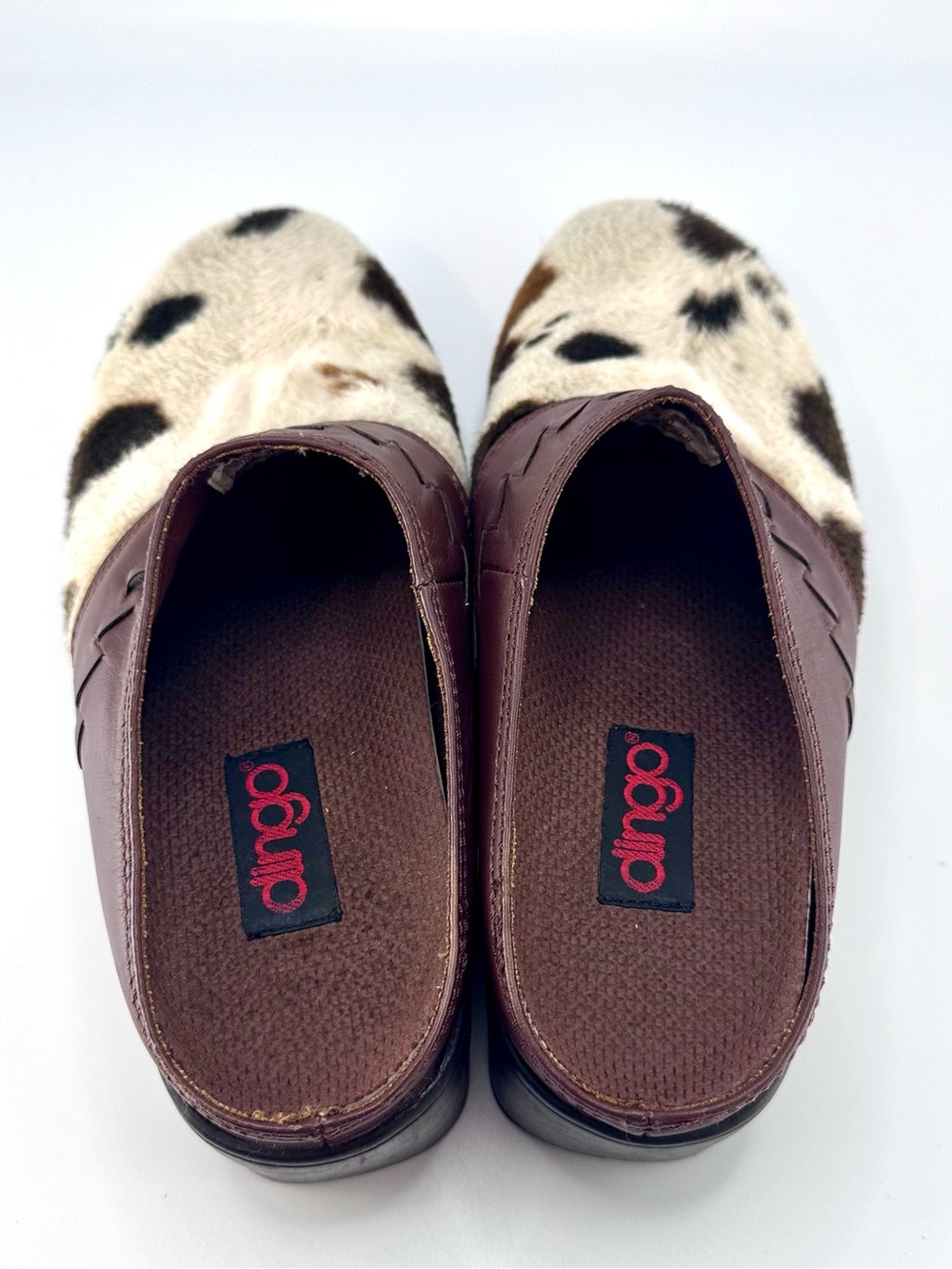 Dingo Cow Print Calf Hair Leather Clogs Mules Size 7.5 M Style DI02216 - Picture 6 of 8